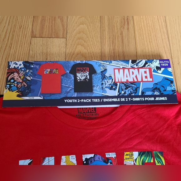 Marvel Youth 2 Pack Tshirts, XXL (18/20), Red & Black - Picture 3 of 7